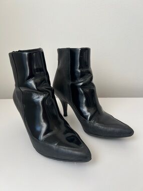 3.1 Phillip Lim Black Pointed Toe Leather Ankle Boots, 37